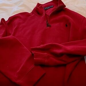 Men's Polo 1/4 Zip Sweater/ Sweatshirt Dark Cherry Red, XL, EUC
